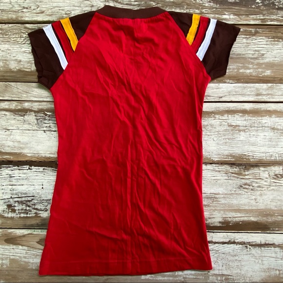 Red Y2K dragon tshirt with flames and striped, Size XS, NWOT - Picture 7 of 9